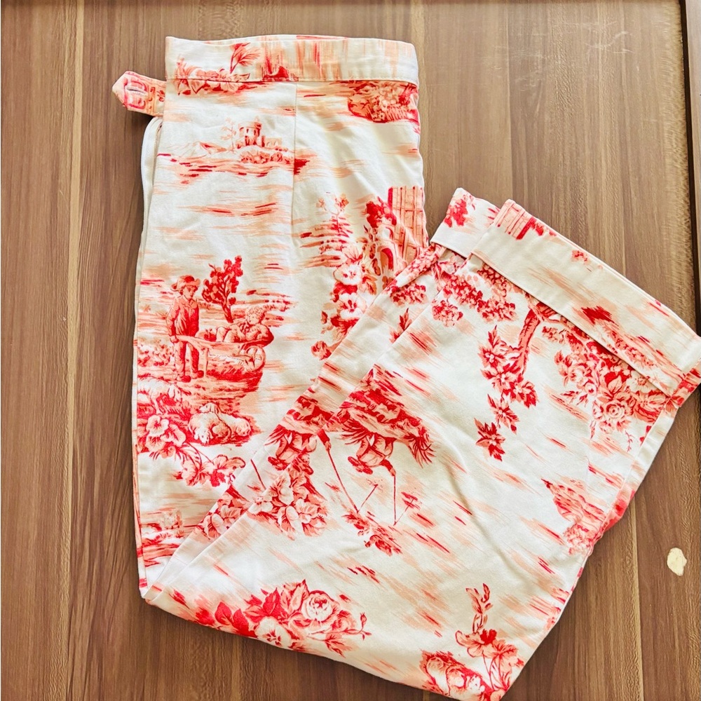 Vintage Bill Blass Sz 14 Chinoserie Patterned High Waist Cropped Pants - Picture 3 of 10